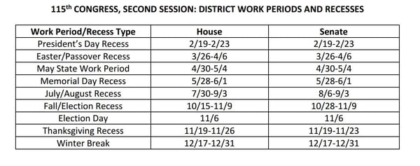 Congress Schedule Fall 2018